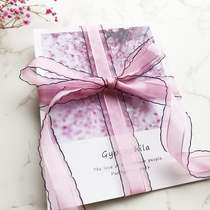 New light girly sense of black edge yarn with flower packaging ribbon gift box decoration handmade diy bow material