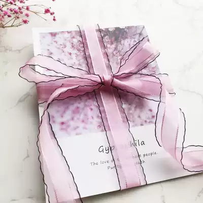 New light girl black edge gauze with flowers packaging Ribbon gift box decoration handmade diy bow material