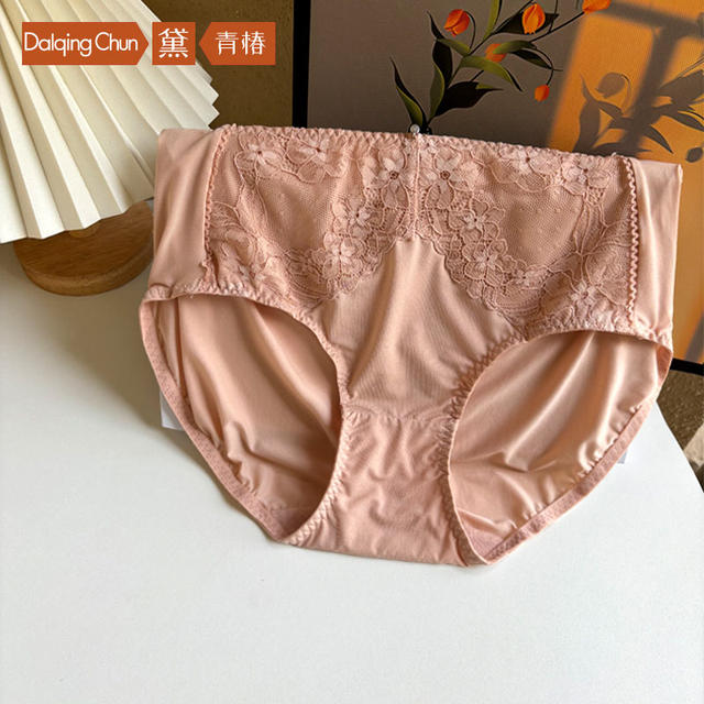 Dai Qing Chun Fairy Fresh Lace Milk Silk Panties Women's Mid-High Waist Belly Slimming Butt Lifting 2024 New Product Panties