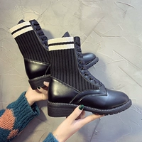 Martin boot nữ 2018 mới ngắn mới mùa thu và mùa đông Hàn Quốc phiên bản dày của ống ngắn dày Anh dày với giày nhung nữ boot cổ ngắn