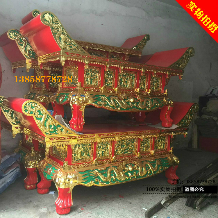 Manufacturer direct sale temple Buddha Hall for table cedar wood Zhangmu Yuanbao Table temple Shentai palace with gold real wood carving Buddha table