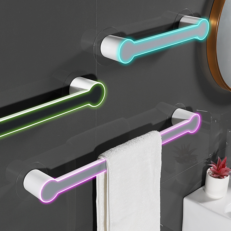 Punch-free bathroom towel bar wall-mounted towel rack bathroom wall single-bar towel rack towel rack rack