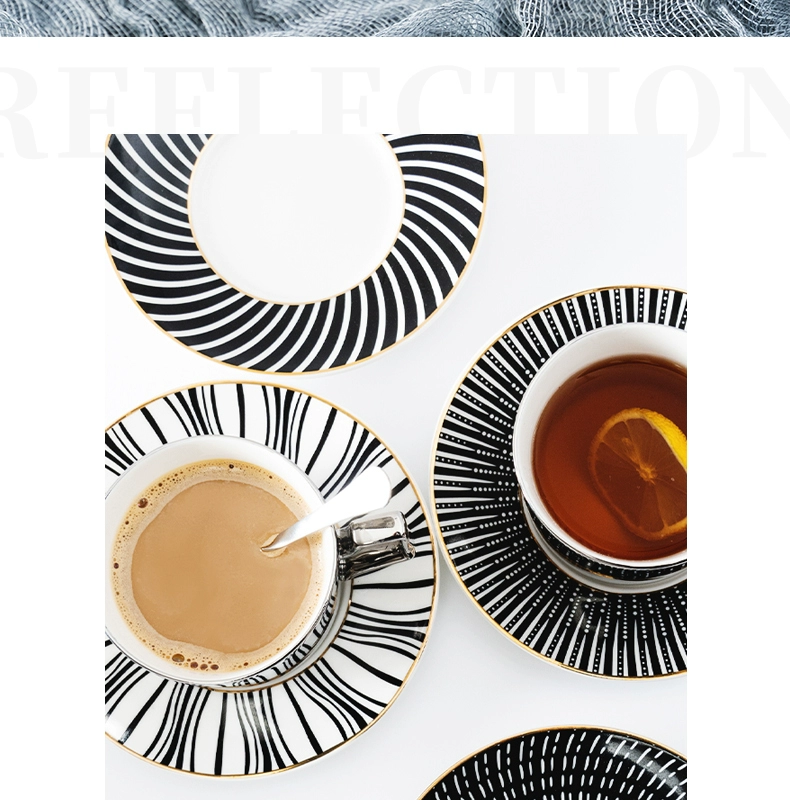 Sáng tạo châu Âu in phong cách gốm gương phản chiếu cốc cà phê và đĩa đơn tiếng Anh nhỏ sang trọng bộ trà chiều - Cà phê