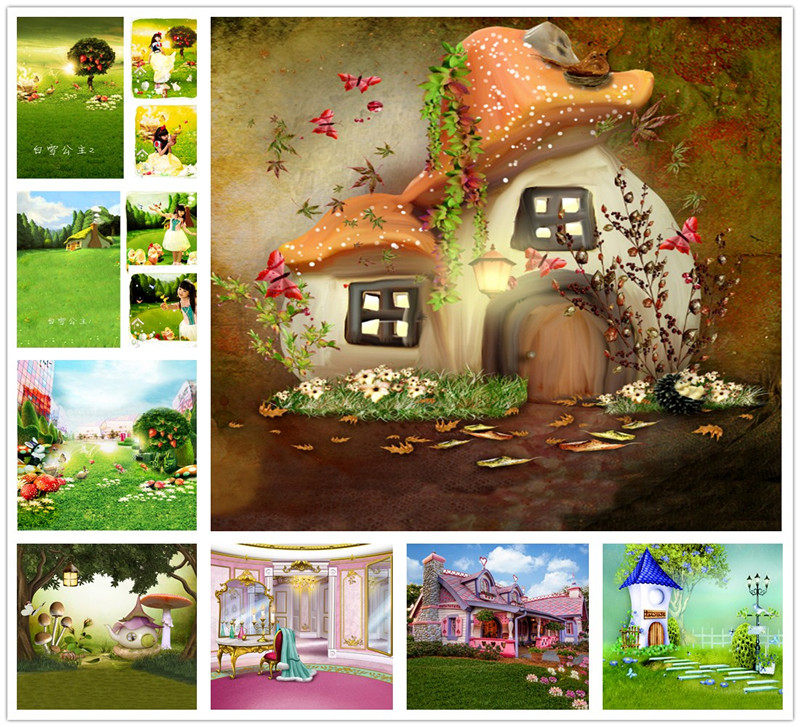 Studio shooting photo theme background children's photography background Snow White background fantasy jungle background curtain