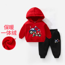 velvet boys in one velvet and autumn winter dress infants and young children 1 dress 2 children 34 years old new excavator suit