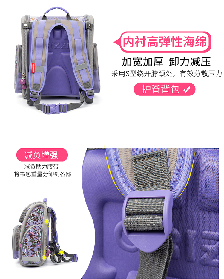 Túi xách tiểu học GRIZZLY của Nga cho bé gái lớp 1-3 giảm gánh nặng dễ thương cho bé ba lô 6-12 tuổi - Túi bé / Ba lô / Hành lý cặp sách cho bé tiểu học