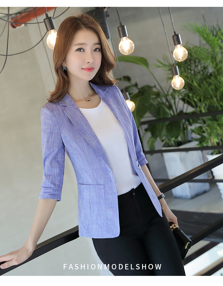 Áo khoác mỏng bằng vải lanh nữ 2018 hè mới Hàn Quốc phiên bản ngắn tự canh ngắn tay áo 7 điểm giản dị phù hợp với nữ nhỏ đồ bộ nữ đẹp