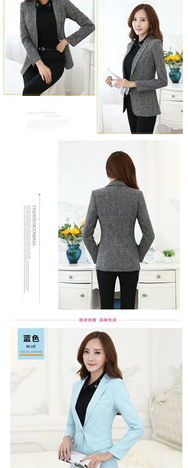 Lapel nhỏ phù hợp với áo khoác nữ 2017 mùa thu đông mới hoang dã tự canh thường phần dài áo khoác cotton và vải lanh áo khoác bomber nữ