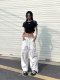 Beaver with the same American style hot girl retro street drawstring pocket overalls loose wide-leg hiphop casual pants