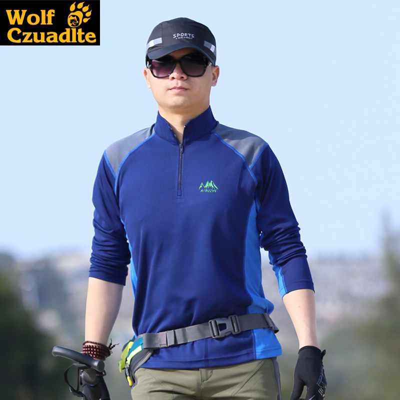 Wolf's Claw Bright Spring Outdoor Sports Quick Drying Jacket Men's Long Sleeve T-Shirt Breathable Sweat-Absorbing Hiking Suit