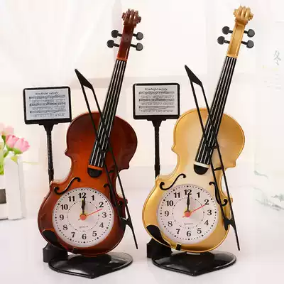 Violin model mute timing alarm clock creative student personality modern simple children cartoon bedside bedroom