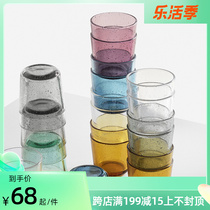 Caragle Imports Italy Ichendorf Colour Bubbles Artisanal Glass Water Cup Juice Drink Cup Multicolored