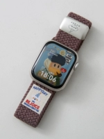 Плетеная магнитная пряжка дымчато-фиолетового цвета с собакой