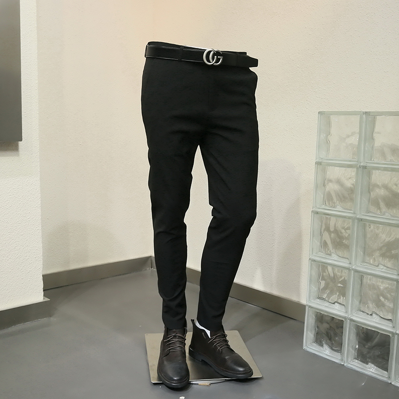 Business Casual Western Dress Pants Men's Korean Version Black Men Casual Pants Men's Body Small Feet West Pants Men's Pure Color 100 Hitch