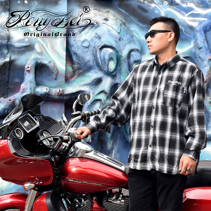 Plaid Shirt Chicano Gang West Coast Harley Motorcycle Riding Original Design Popular Promotion Jc001-2