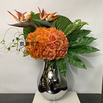 Love Horse Orange Emulation Flowers Modern Light Luxury board room table Xuanguan Sales House Receptionist High Quality Decorative Pendulum