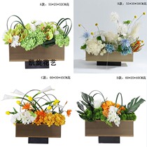 Modern Light Lavish Strip Conference Table Sales Floor Hotel Front Desk Dining Table High Quality Emulation Decorative Finished Flower Pendulum