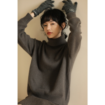 Miss Hua tooth Chen Aijia Lazy wind warm raccoon hair high collar thick loose knitted sweater base shirt winter women