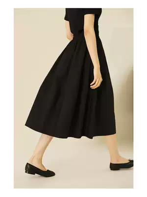 Miss Hadtooth 21 Autumn New Joker three-dimensional tailoring Hepburn style black slim medium long version skirt children