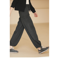 Miss Harteeth 21 Spring new soft and comfortable wool knit movement easy to spend grey bunches foot casual pants children