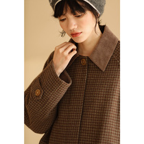 Miss Hua tooth Chen Aijia spot heavy shopkeeper homemade Thousand Bird grid Tweed long woolen coat coat