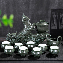 Ceramic tea set anti-scalding lazy man automatic water set ceramic kiln becomes a horse-made kung fu tea maker household