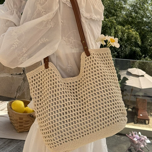 Вместительная и большая сумка через плечо, сумка на одно плечо, пляжная плетеная барсетка