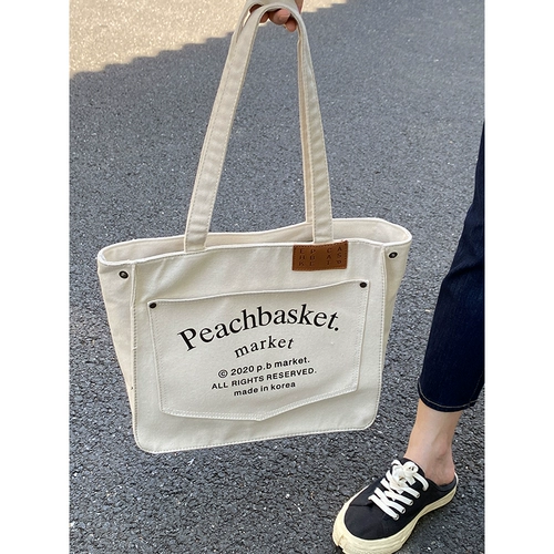 Вместительный и большой шоппер, универсальная сумка на одно плечо, сумка для путешествий, в корейском стиле, подходит для студента