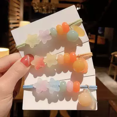 Net red ins cute jelly color five-pointed star color beads hair ring hair ring female Korean version of the girl tie head rope rubber band female