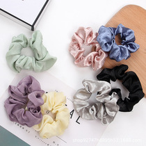 French girl silk satin large intestine ring Vintage solid color hair ring Tie ponytail hair rope ins hair band Korean hair accessories