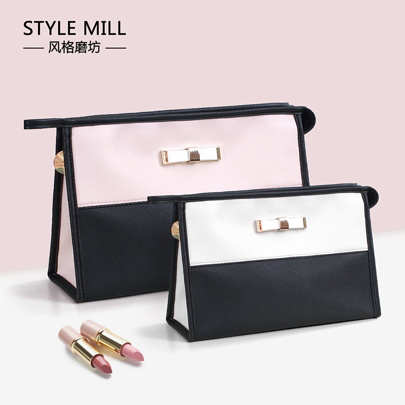 Korean cosmetic bag small cute girl heart cosmetic bag portable bow large capacity cosmetic storage bag