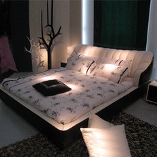 кожаная кровать 皮床真皮双人床2米2.2大床主卧室婚床现代简约创意时尚高档榻榻米 OTHER