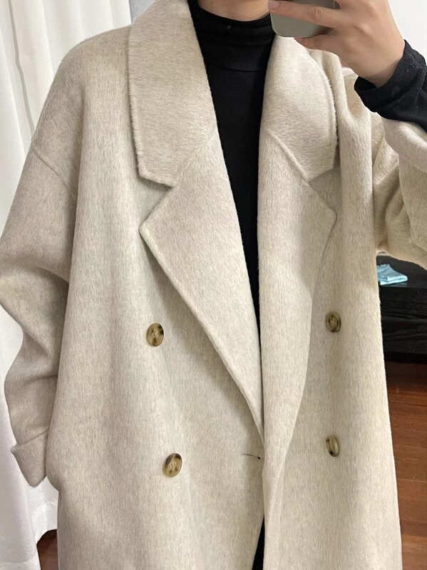Oatmeal-Colored Woolen Coat for Women, Mid-Length, 2025 New Autumn and Winter Korean Style Wool and Cashmere Woolen Coat