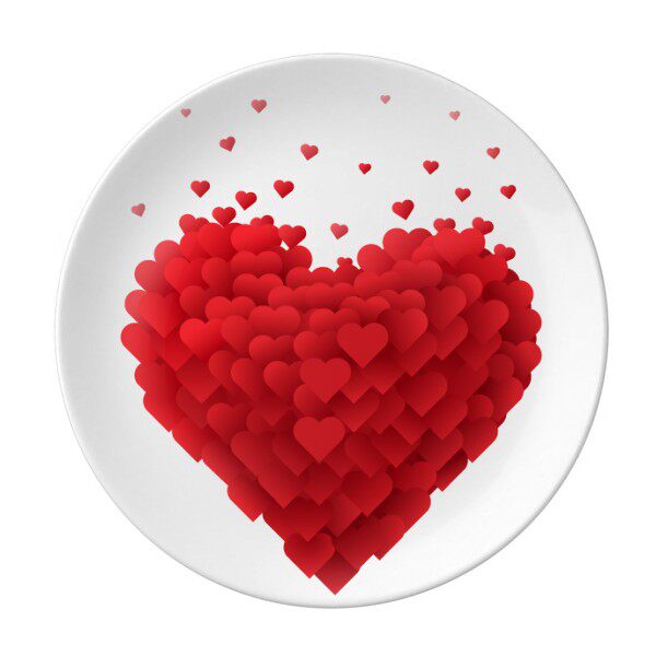 Love heart-shaped bone china ceramic dinner plate 8-inch moon disc tableware home kitchen restaurant flat plate gift