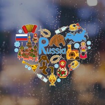 Russian culture winter elements graffiti art cartoon illustration background wall stickers living room bedroom window decoration