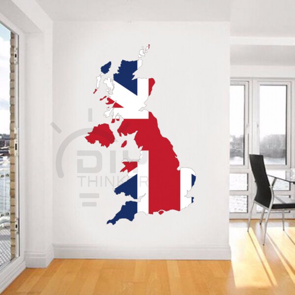 Bedroom living room office classroom DIY British flag map waterproof self-adhesive stickers wall stickers decals