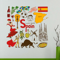 Spanish vintage nostalgic graffiti alternative cartoon illustration background wall sticker Living room bedroom window decoration sticker art