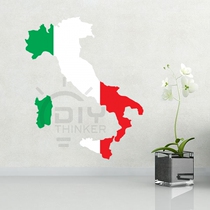 Bedroom Living room Office Classroom DIY Italian Flag map Waterproof Self-adhesive sticker Art Wall Sticker Decal