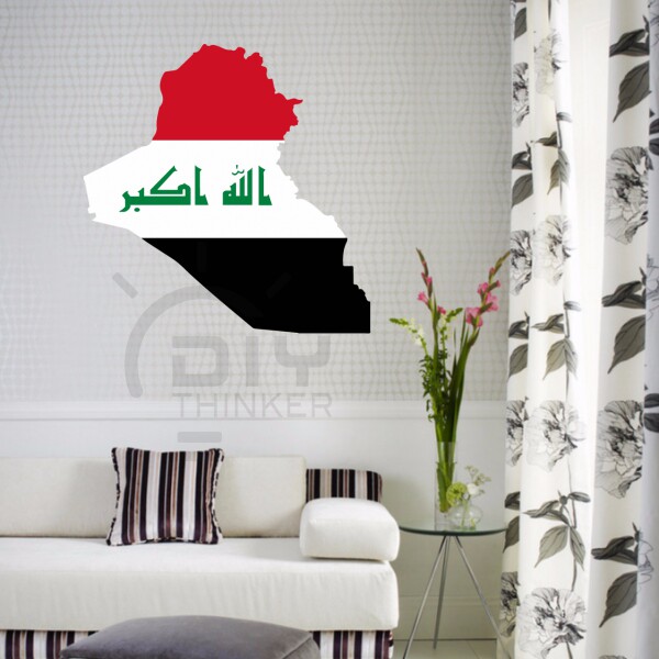 Bedroom living room office classroom DIY Iraq flag map waterproof self-adhesive stickers wall stickers decals