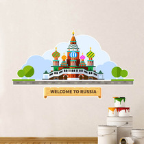 Russian landmark cathedral graffiti art cartoon illustration background wall stickers living room bedroom window decoration stickers
