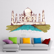 India Taj Mahal landmark graffiti art cartoon illustration waterproof PVC wall stickers living room bedroom decoration stickers