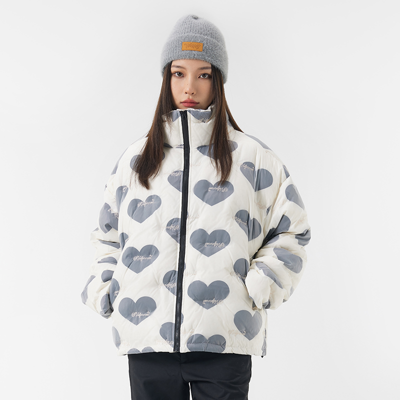TNotformaad (NFM) (ginger chaste down the same section) Down jacket for men and women Chauffers white duck suede and printed jacket