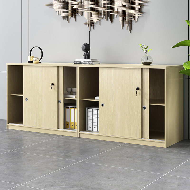 File cabinet on the desk wooden environmental protection data table frame low cabinet display cabinet push-pull door wheel home