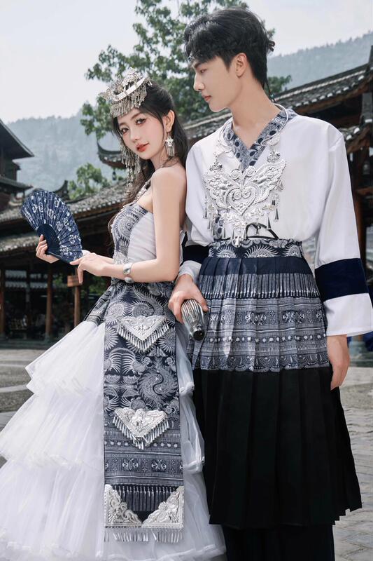 New Style Couple Batik Miao Ethnic Minority Hui Ethnic Clothing Tie-Dye Men's Clothing Travel Photography Outfit