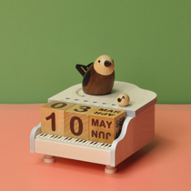 jeancard music box piano bird calendar Taiwan wooded rotary eight-tone box send girl child birthday present