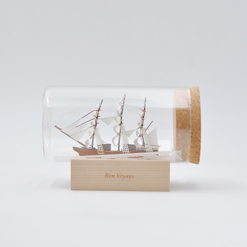 jeancard sailing glass bottle in view 3D radii Cardiy handmade paper sculpted material bag greeting card creative gift