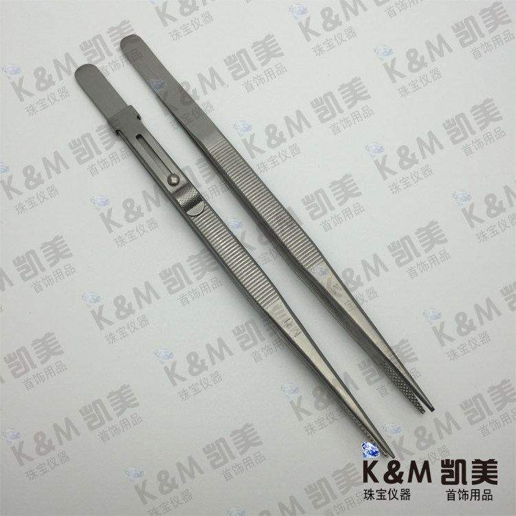 Wholesale with lock slotted tweezers non-slip Diamond tweezers jewelry tweezers elastic stainless steel gemstone diamond clip