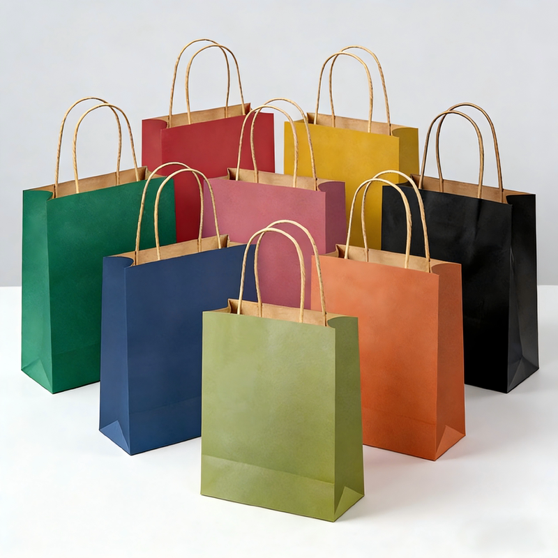 In-Stock Plain Yellow Kraft Paper Baking Takeaway Packaging Bags Clothing Packaging Tote Bags Paper Bags Can Be Printed with Logo Gifts