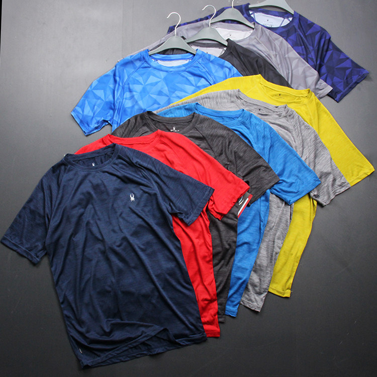 Three or four hundred quality sports high-end goods elastic outdoor fitness large size quick-drying short-sleeved T-shirt men's clothing