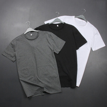 32 high - end combed cotton comfortable breathable cotton Xia round collar casual short - sleeve T - shirt loosely and large - size mens clothing